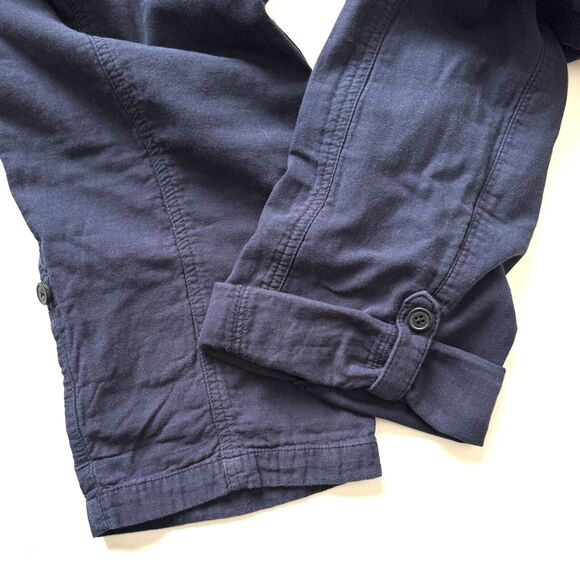 J Jill Stretchy Waist Pockets Roll Tab Leg Cotton Tapered Pants Blue - Picture 11 of 12